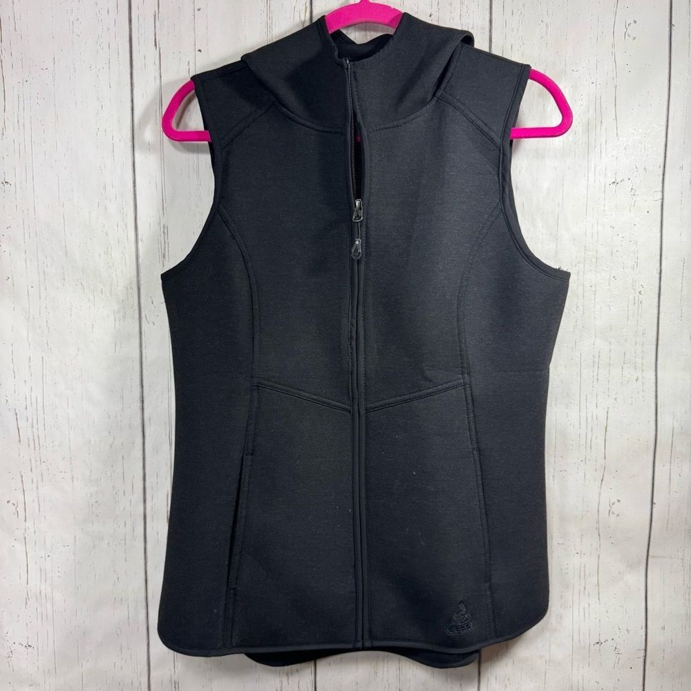 Gerry Womens Hoodie Vest Black Scuba Sleeveless Jacket Pockets Full Zip Athletic